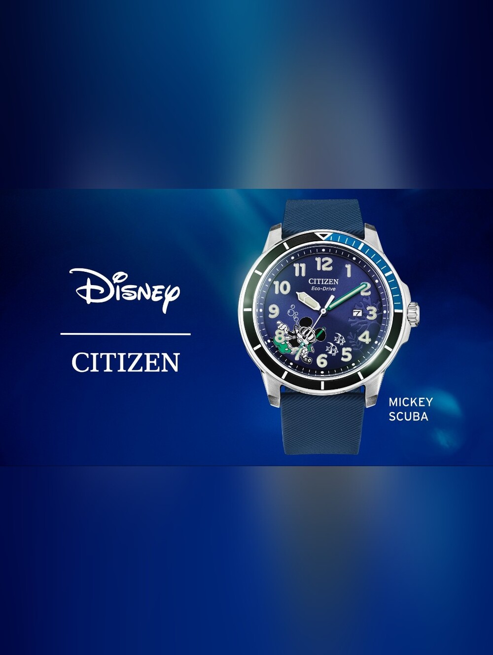 Disney Parks Citizen Eco Drive Disney Mickey Scuba Diving Stainless Steel Quartz